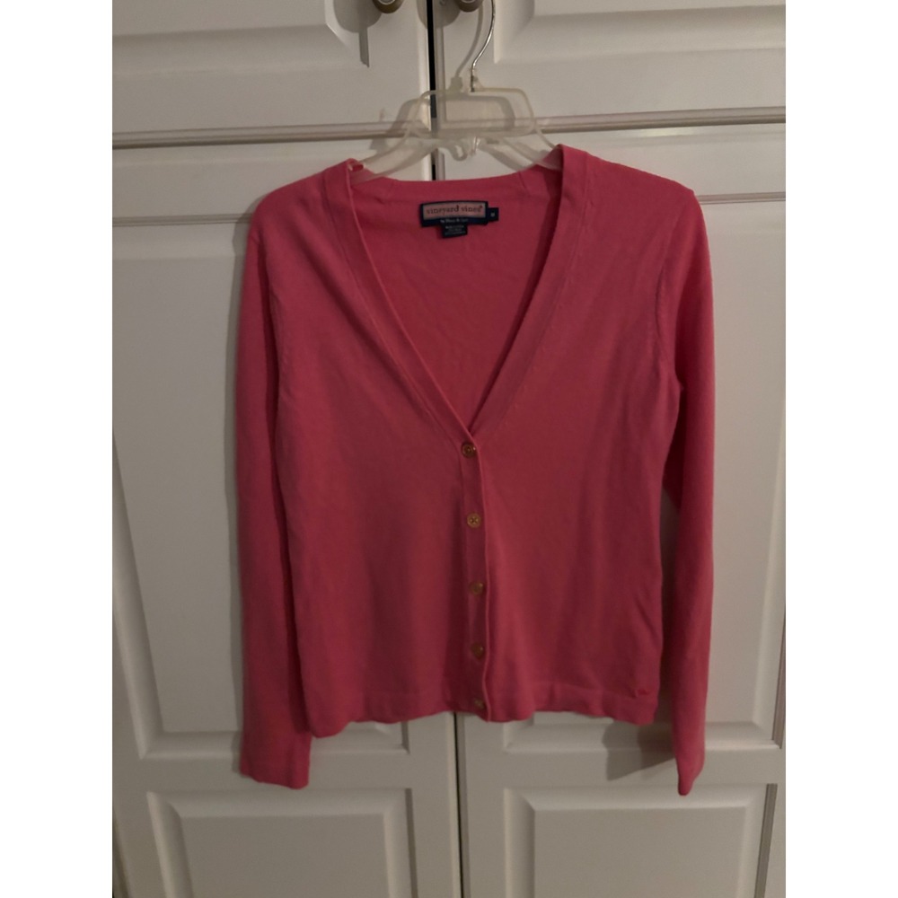 Vineyard Vines Pink Wool Cashmere Blend V-Neck Cardigan‎ Sweater Womens Medium